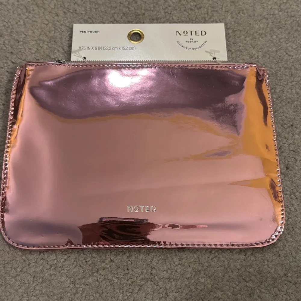 Noted by Post-it Zip Top Metallic Pen Pouch ~ Pink